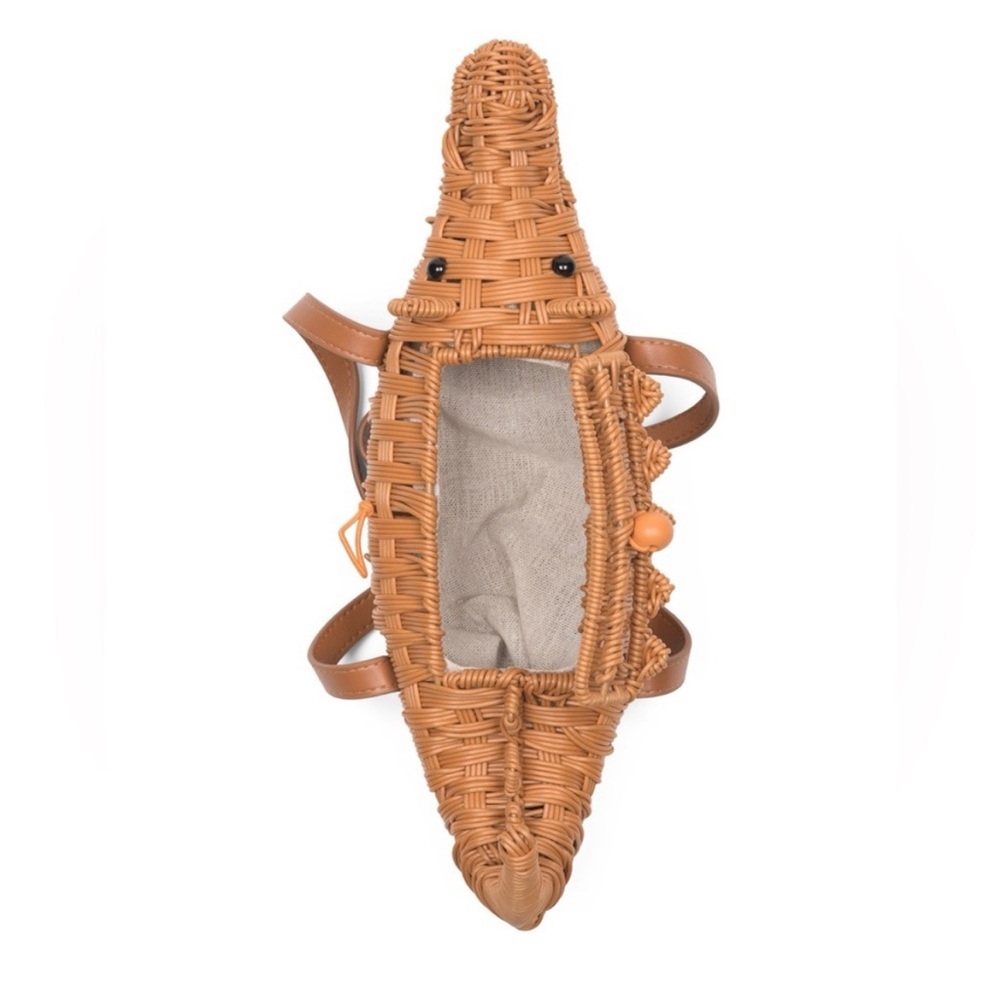 NWT- Tommy Bahama Tan Crocodile Woven Bag - Picture 3 of 7